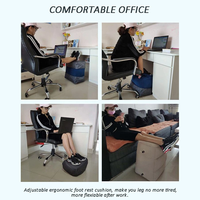 Plastic Ergonomic Adjustable Footrest Travel Pillow Inflatable Foot Rest